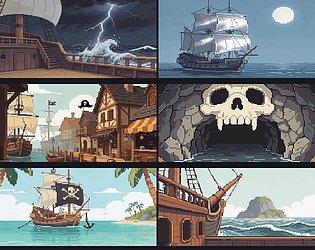 Pirate Ship Backgrounds — 150 Pixel Art Scenes [$5.00]