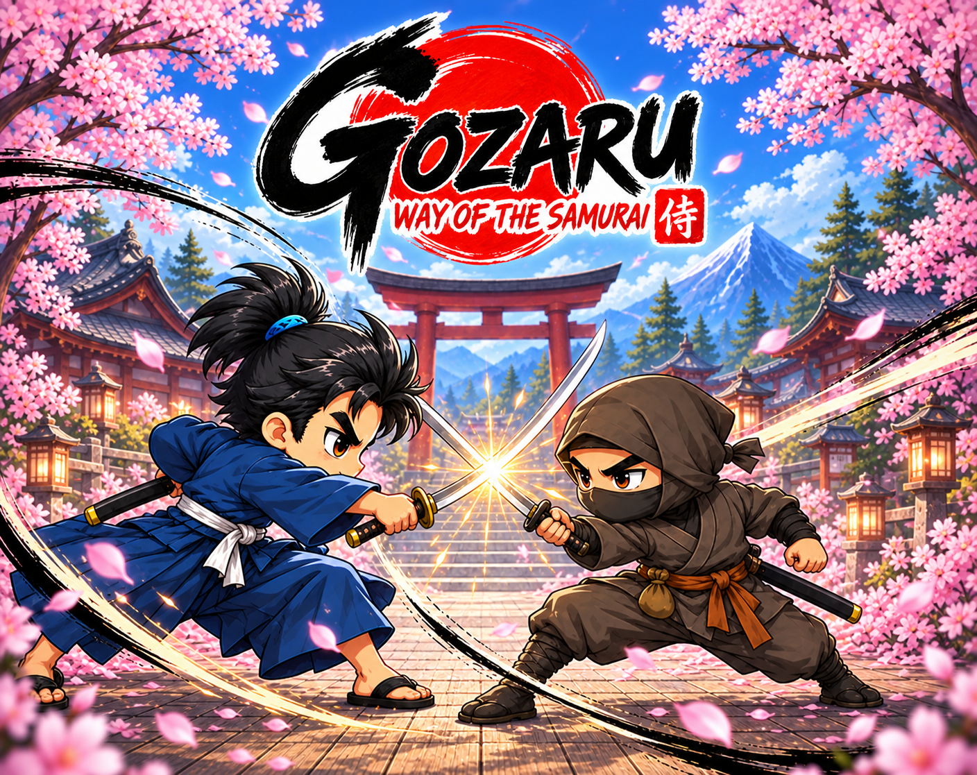 GOZARU &mdash; Ippon Duel: samurai and ninja beneath cherry blossoms