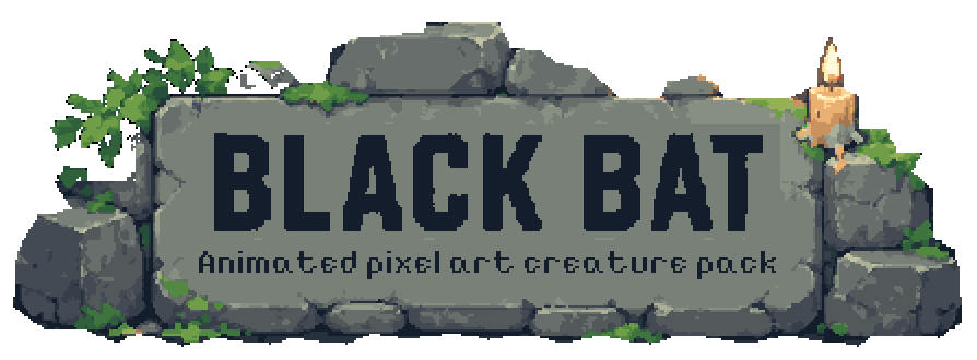 Black Bat —  5 Animated Pixel Art Sprite Pack