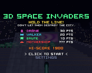 3D Space Invaders game screenshot