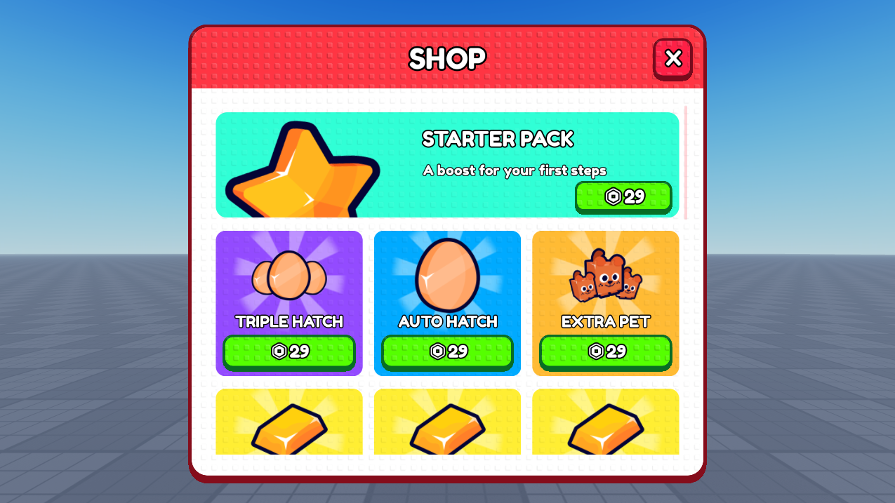 Shop — Studded UI screenshot from Roblox Studio