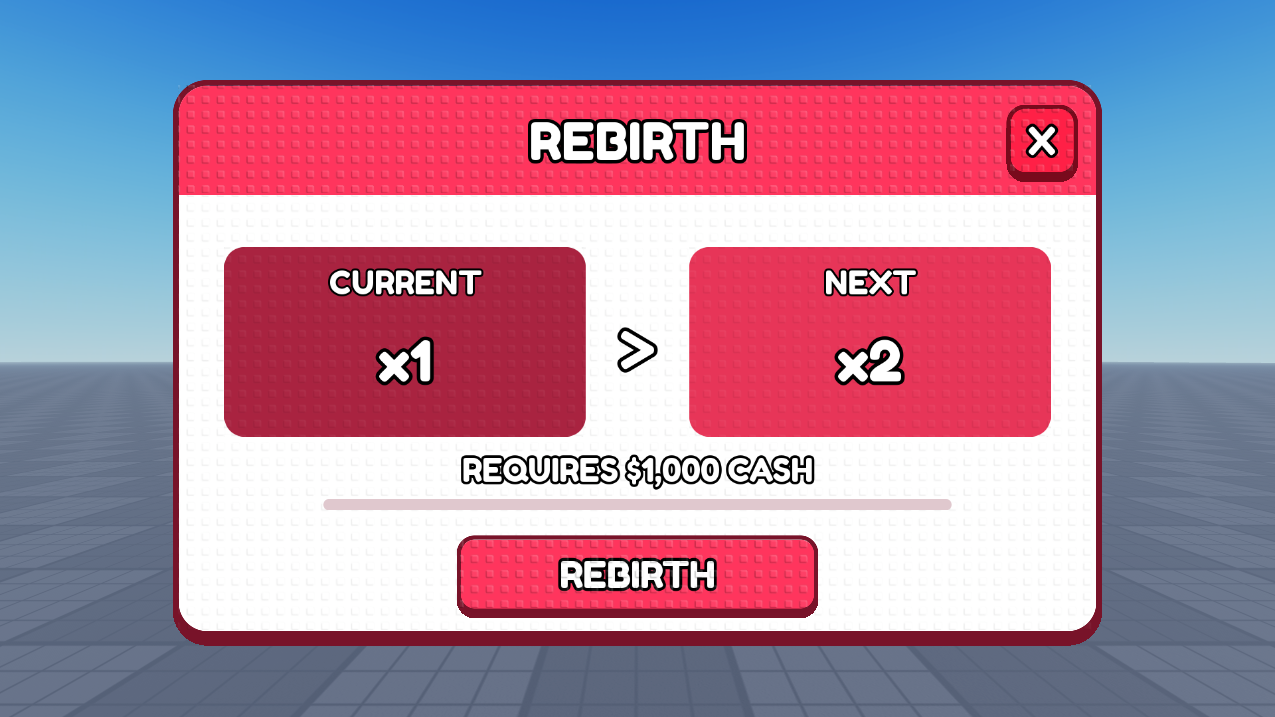 Rebirth — Studded UI screenshot from Roblox Studio