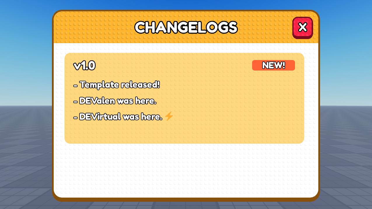 Changelogs — Studded UI screenshot from Roblox Studio