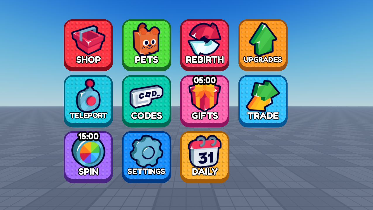 Matching menu buttons — Studded UI screenshot from Roblox Studio