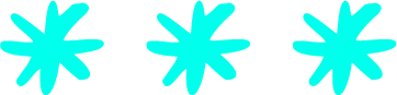 Text divider: three cyan asterisks