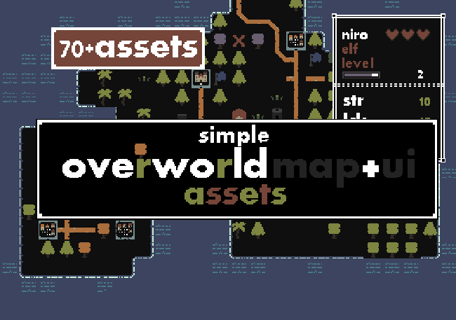 Simple 16x16 roguelike overworld tiles + Simple UI