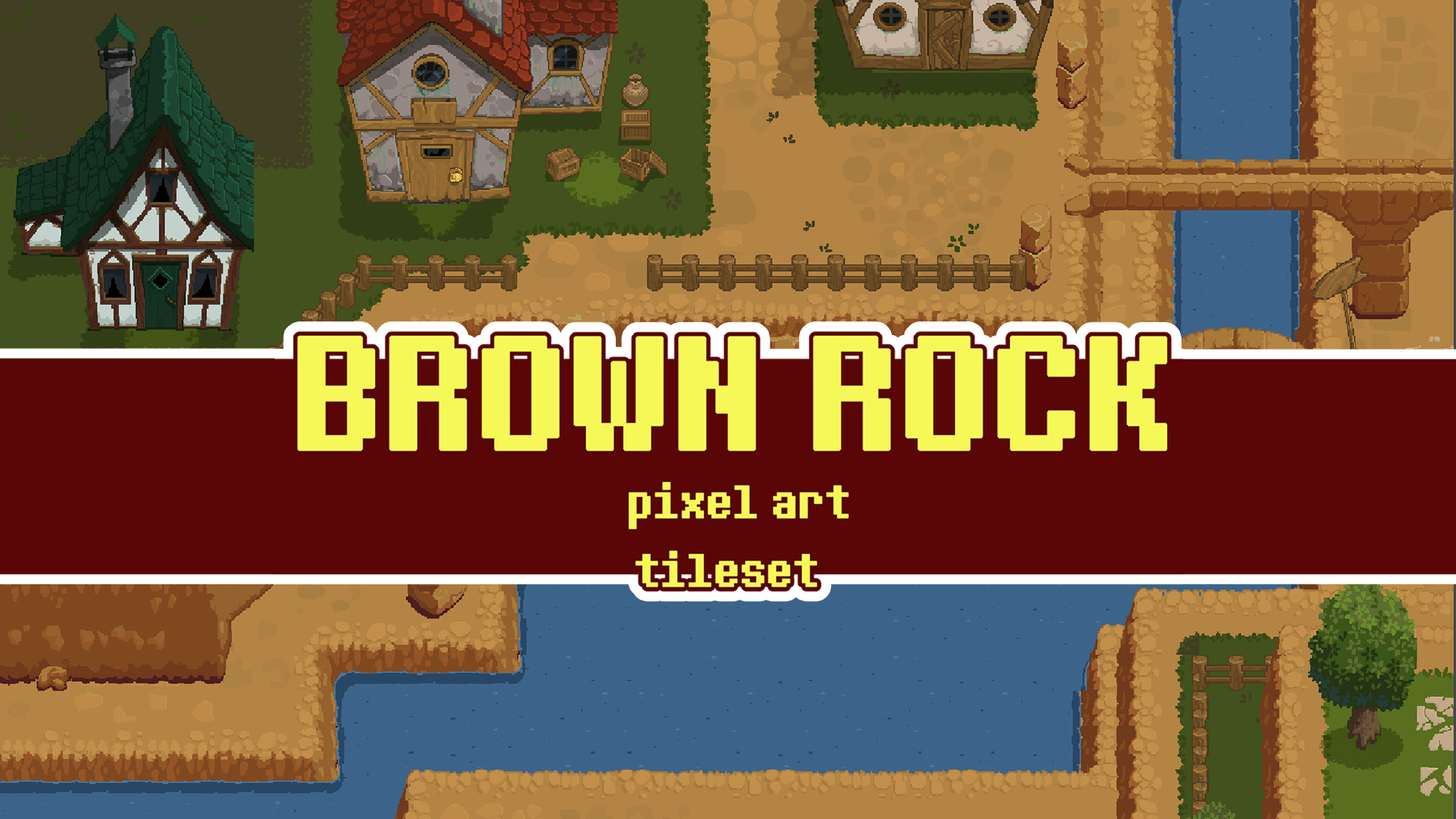 Brown rock tileset top down rpg pixel art by mushra games