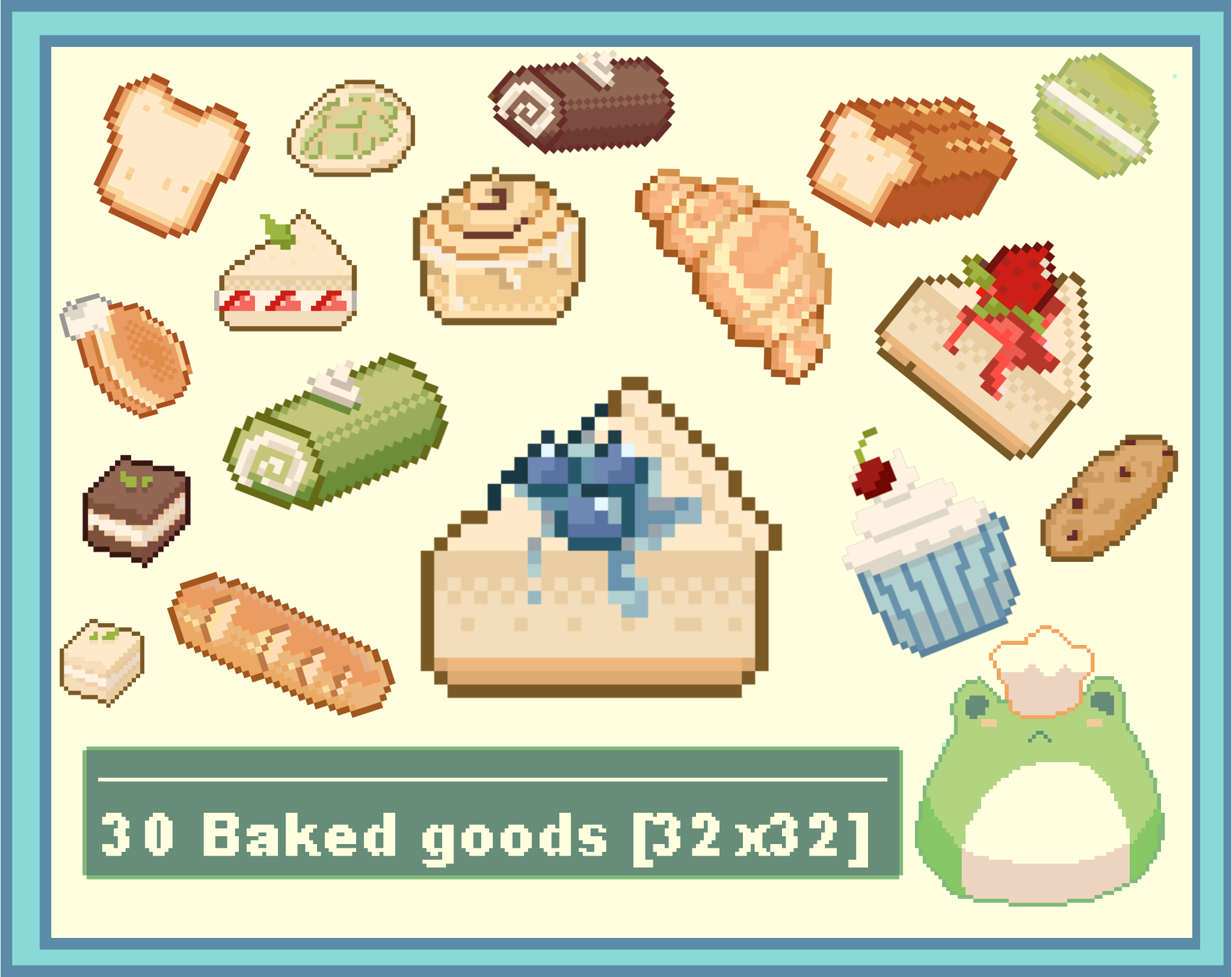 30 Baked goods icons FREE [32x32] pixel art assets by Mai