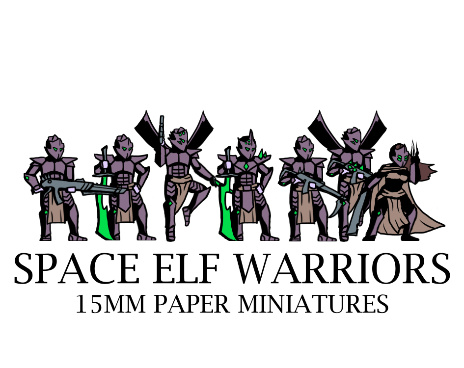 Cover image for 15mm Space Elf Warriors - Paper Minis