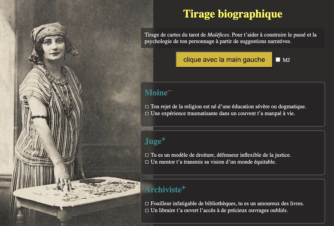 Maléfices Tirage biographique