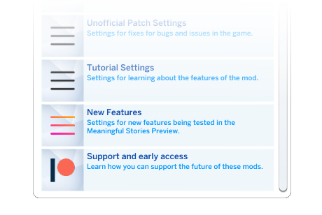 New Features menu
