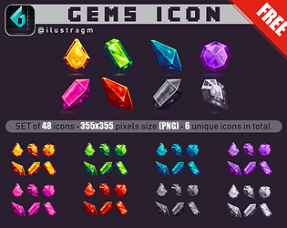 Gems Game Assets Free (Isolated-Objects)