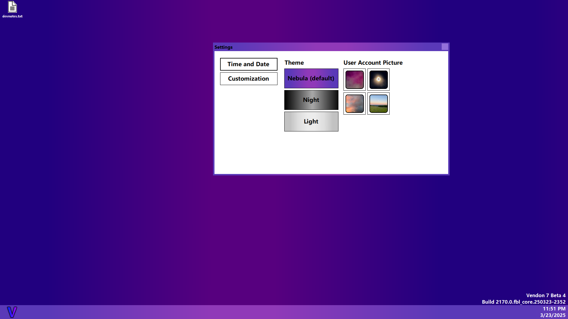 Vendon 7 build 2172 (Beta 4)
