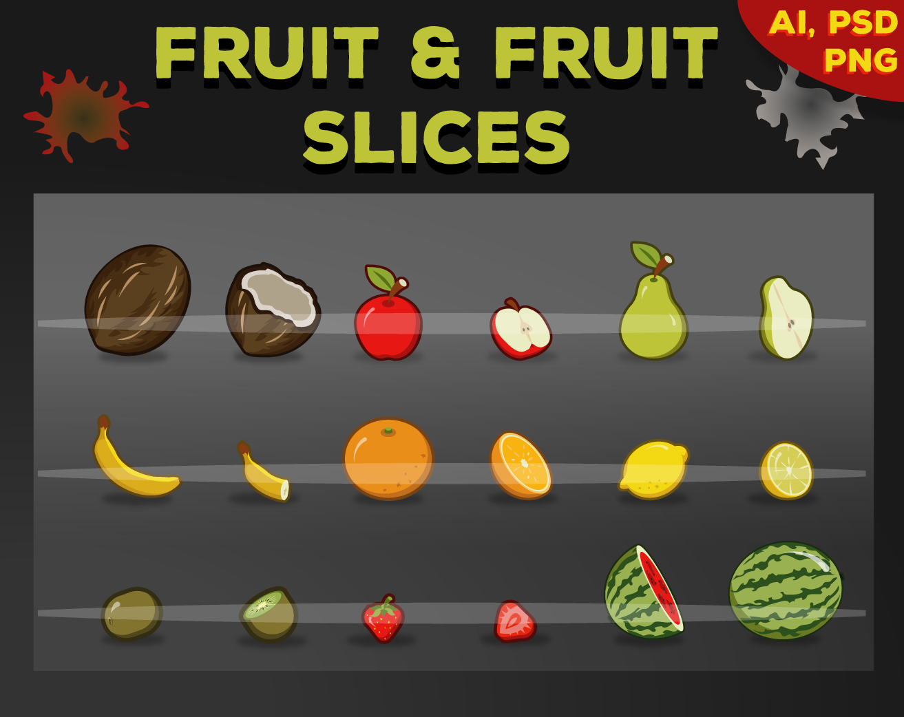 Fruit items and Basic Fruit game template by Antidote Studios