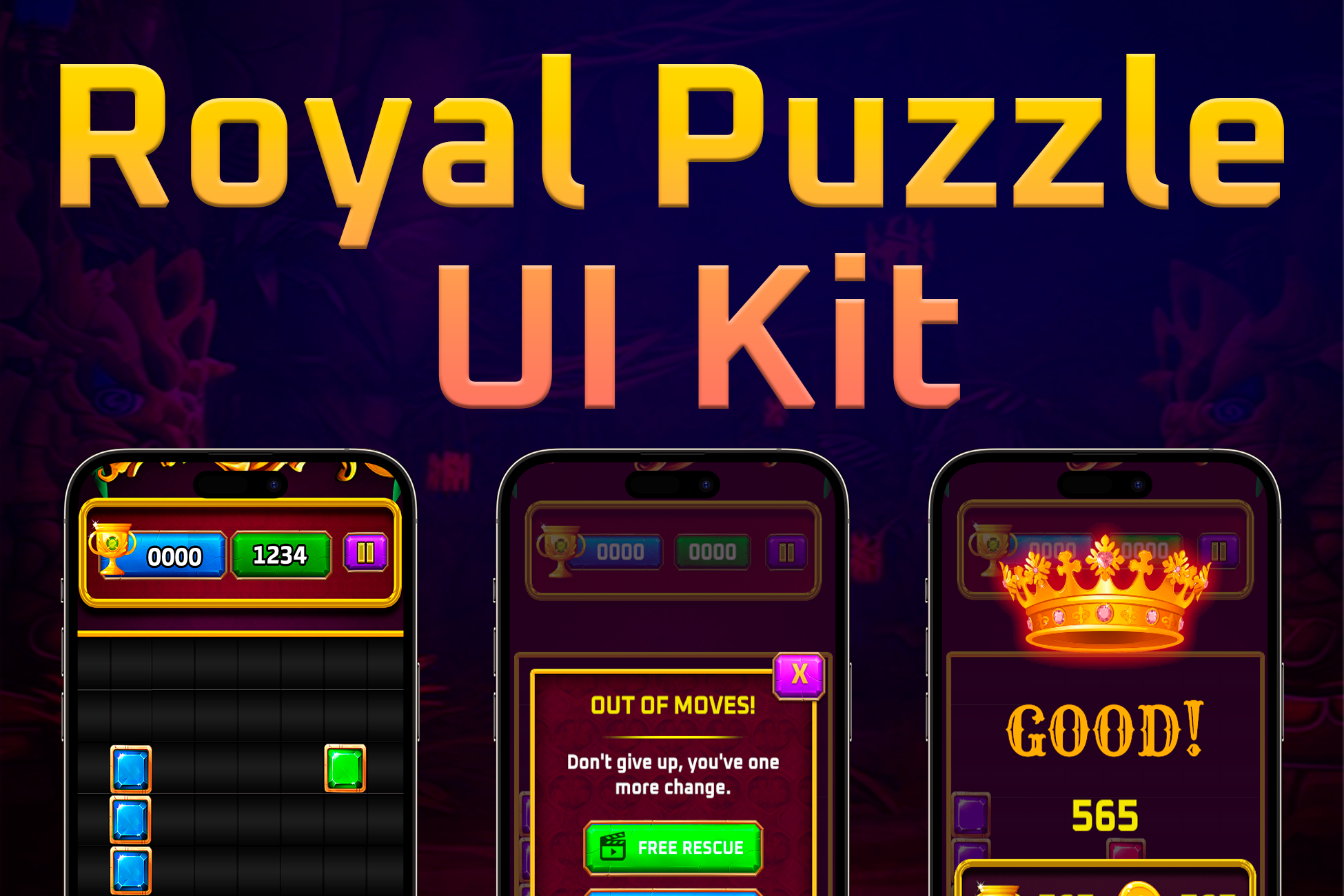 Royal Puzzle UI Kit – Fantasy Block Game Interface - itch.io