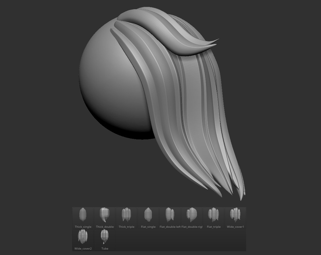 Makkon's stylized hair curve brush for Zbrush by Makkon