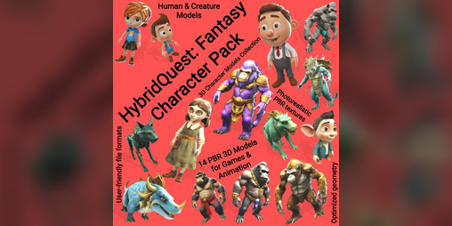 Cover image for HybridQuest: Fantasy Character Pack Free 3D Model