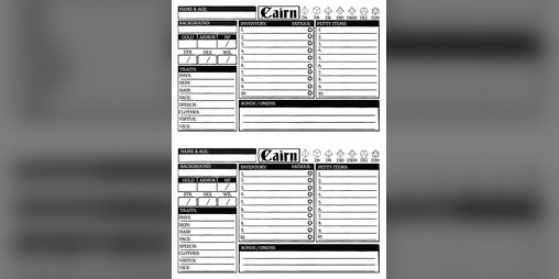 Cover image for Cairn Half page charater sheet