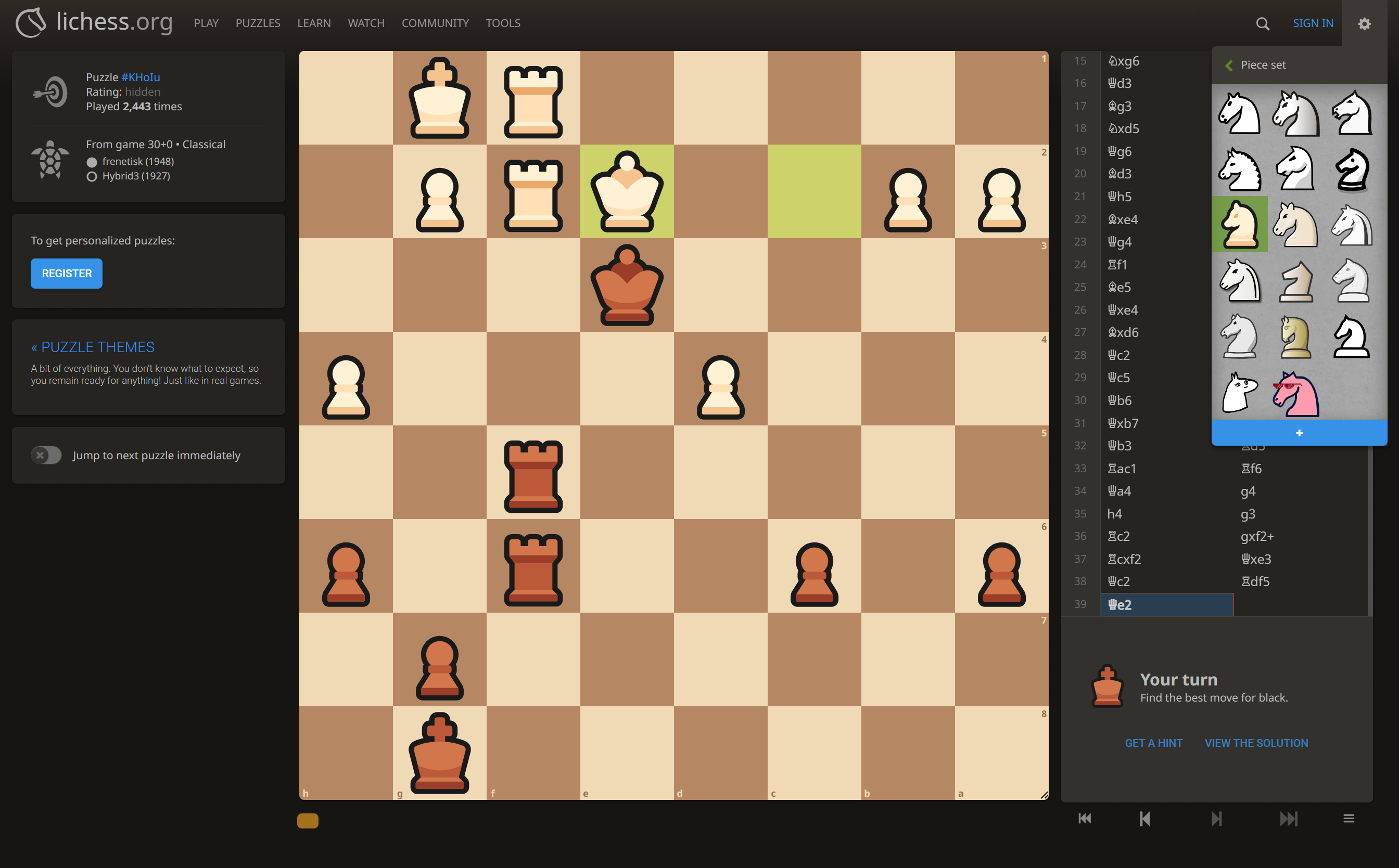 Pieces featured on Lichess