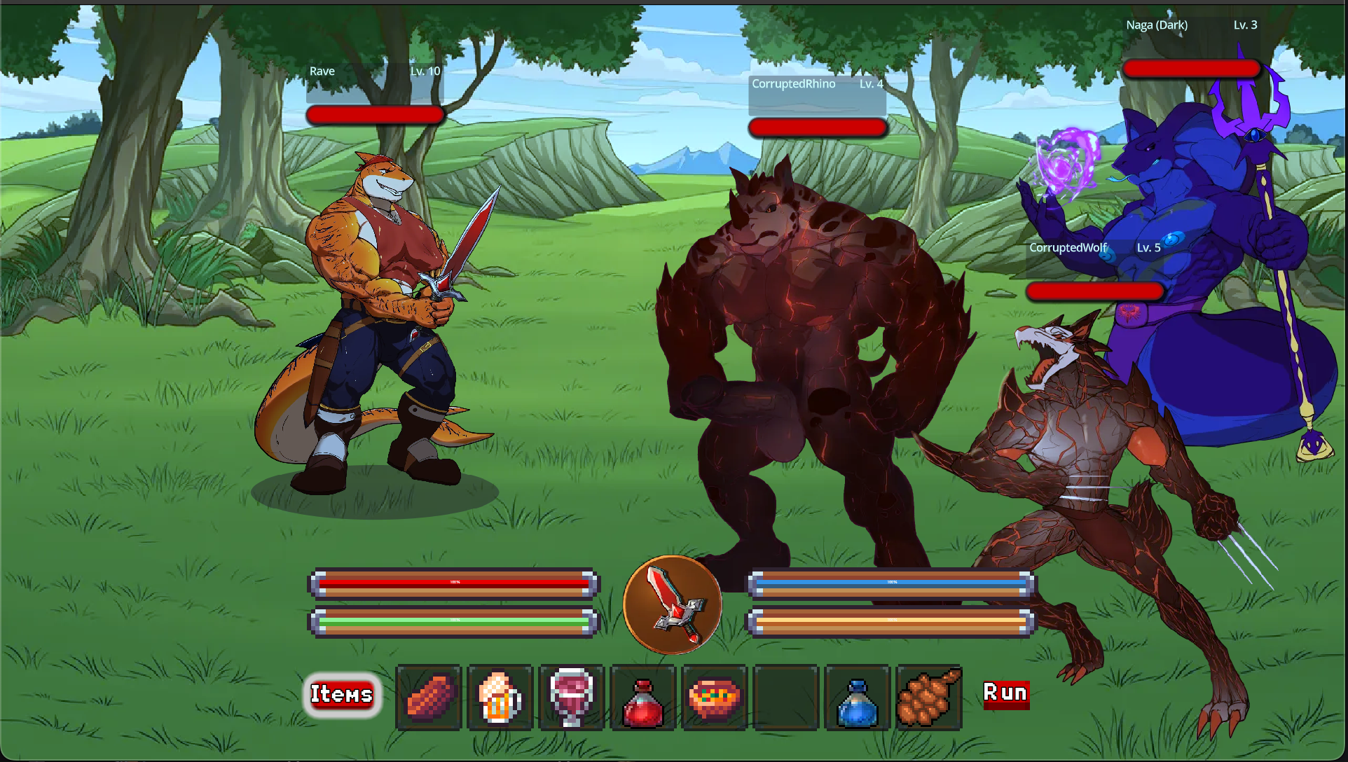 Using item slots in battle
