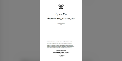 Cover image for Arden Vul Shadowdark Conversion
