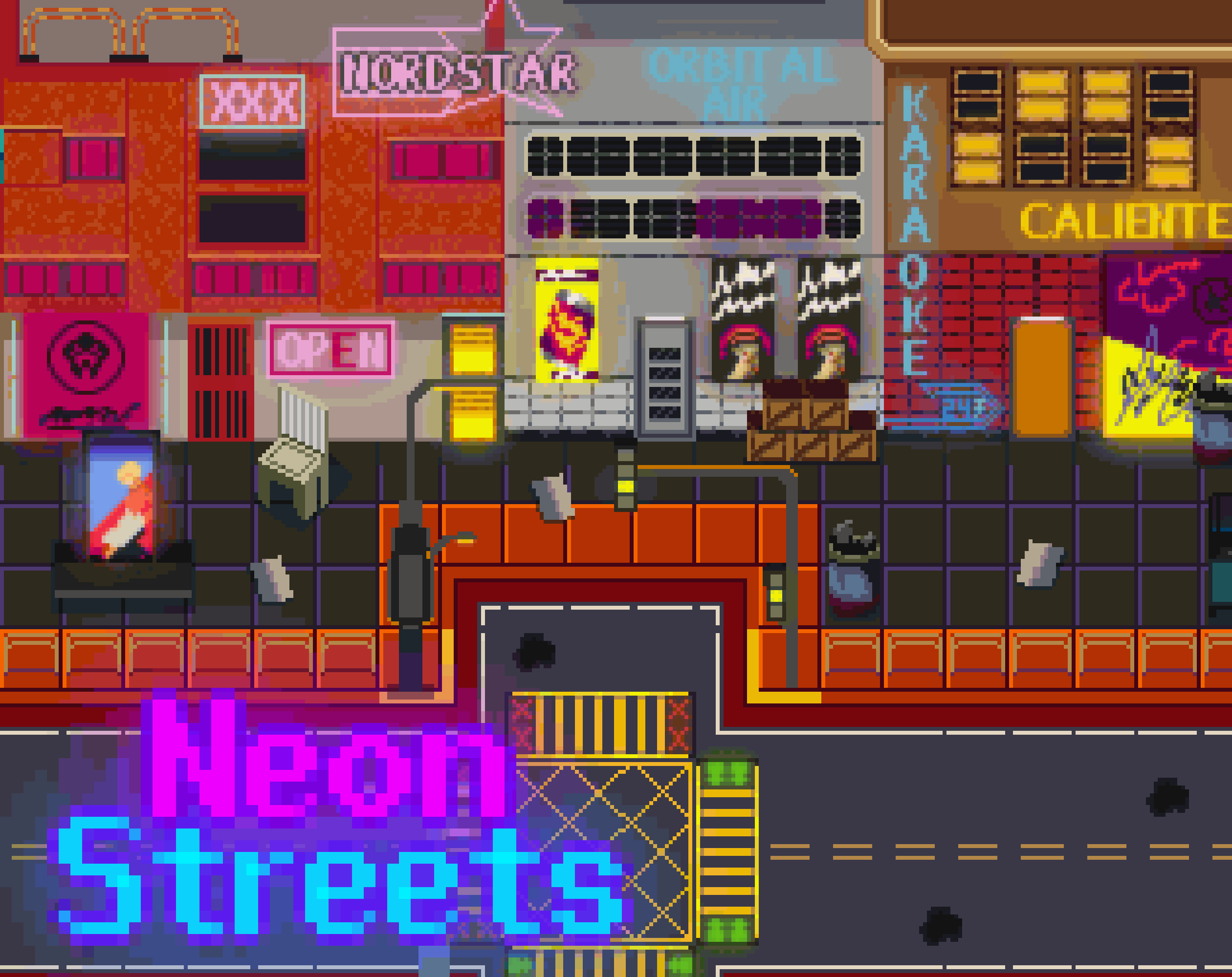 Neon Streets 16x16 Cyberpunk City Pixel Tileset By Josee