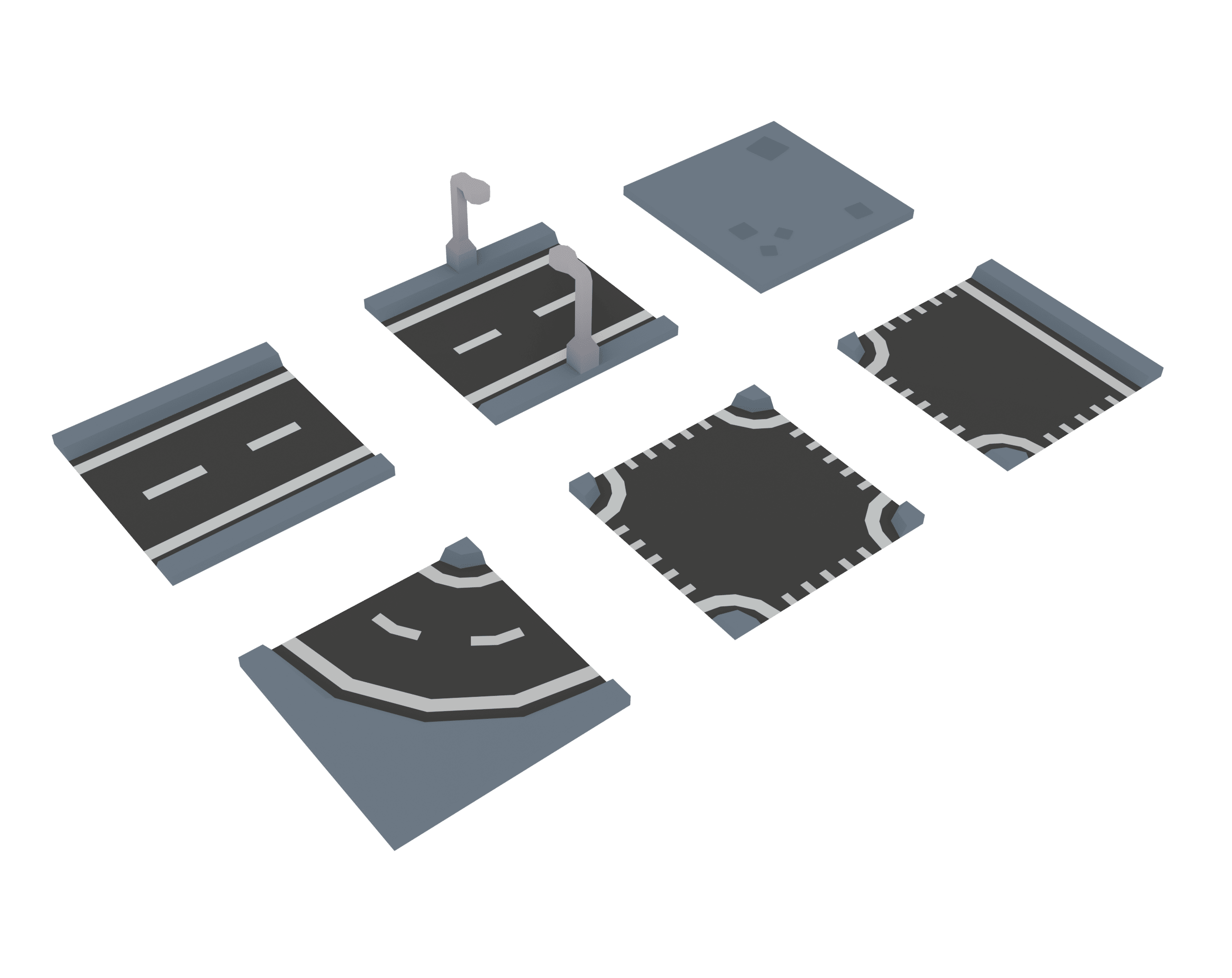 Free Modular Roads (Low Poly)