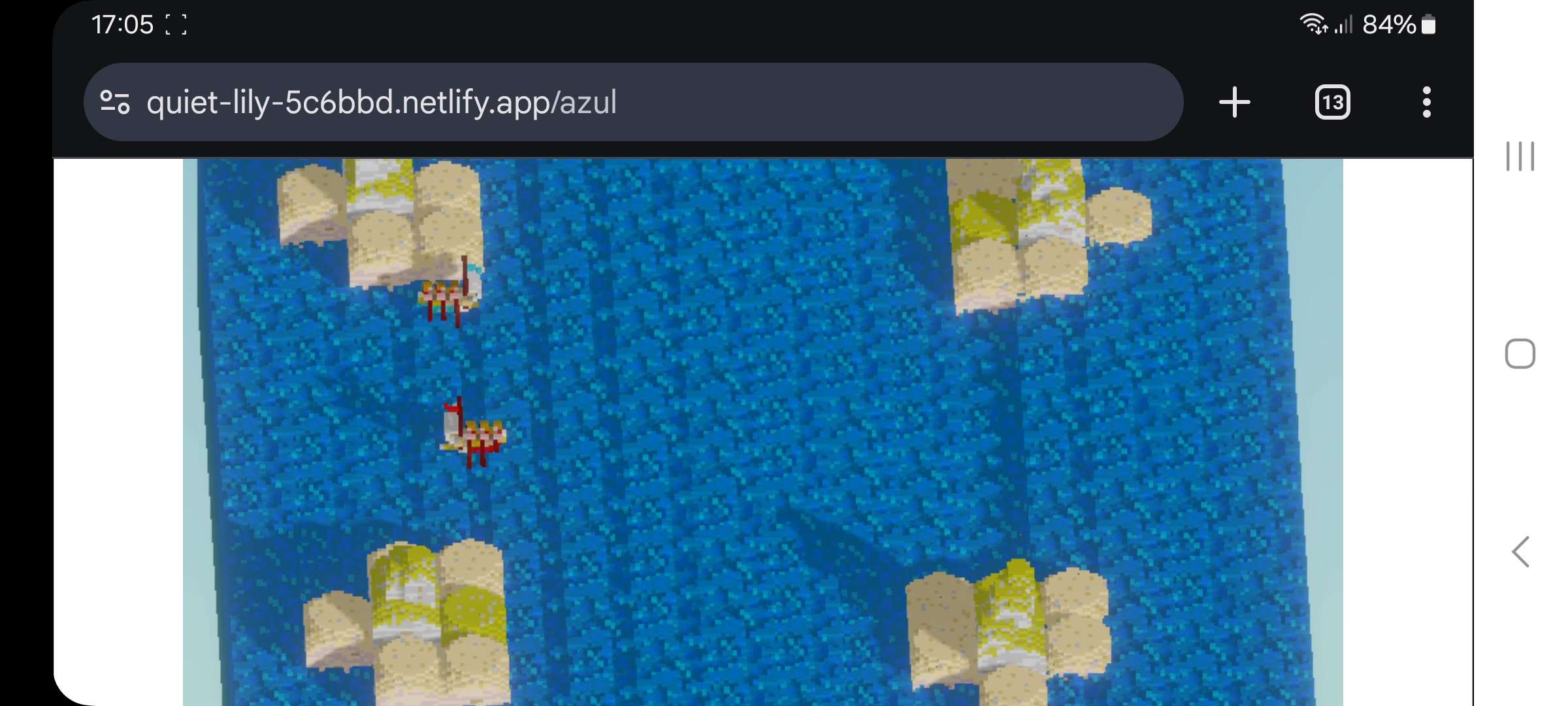 Screenshot of early test of the game in mobile