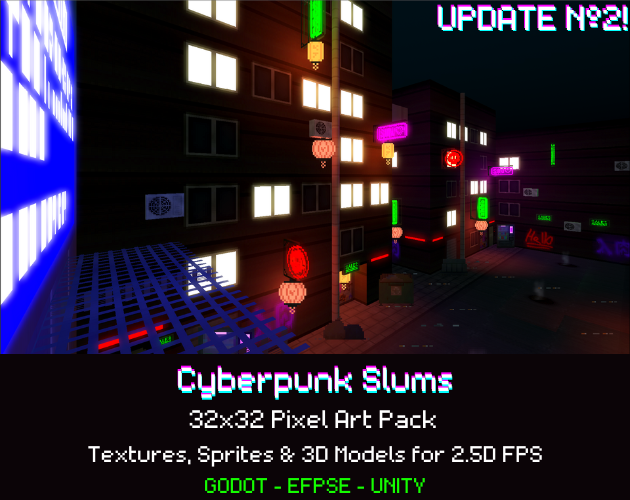 32x32 Cyberpunk Pixel Art Pack for 2.5D FPS