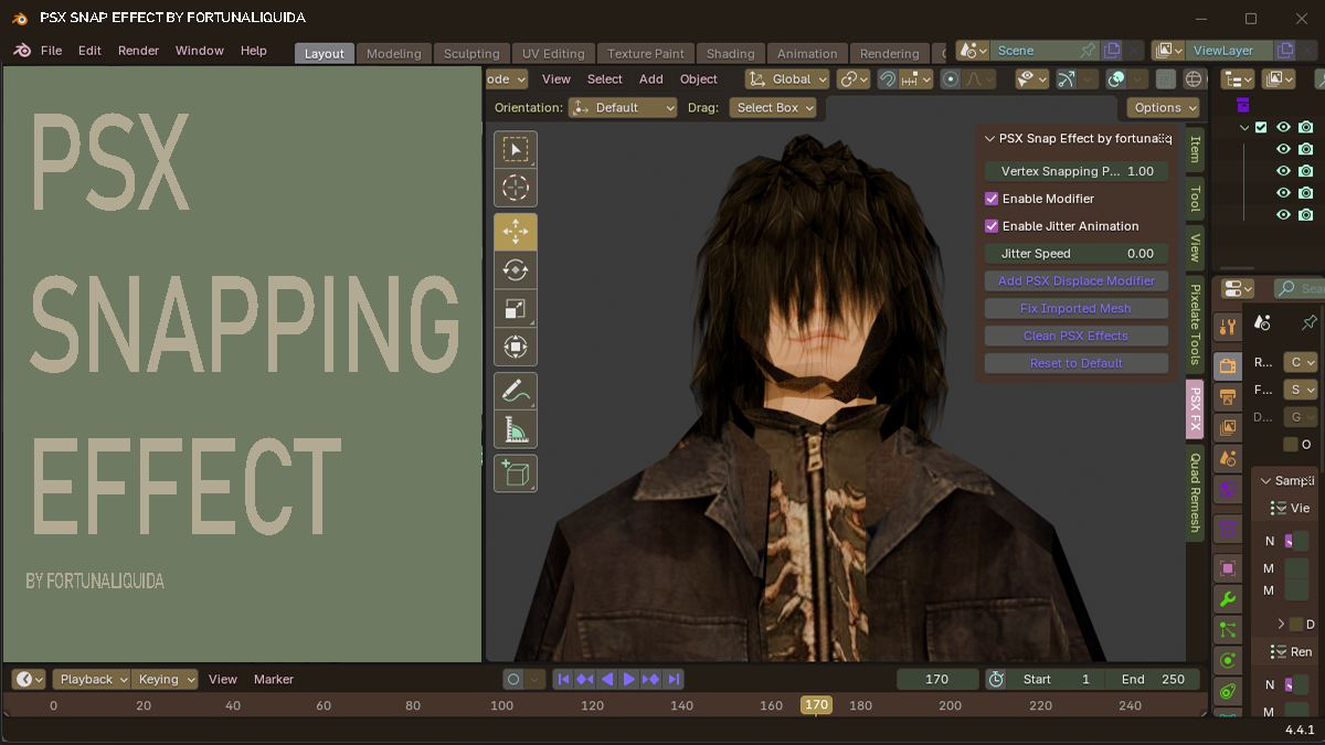 psx effect vertex snapping addons blender by fortunaliquida