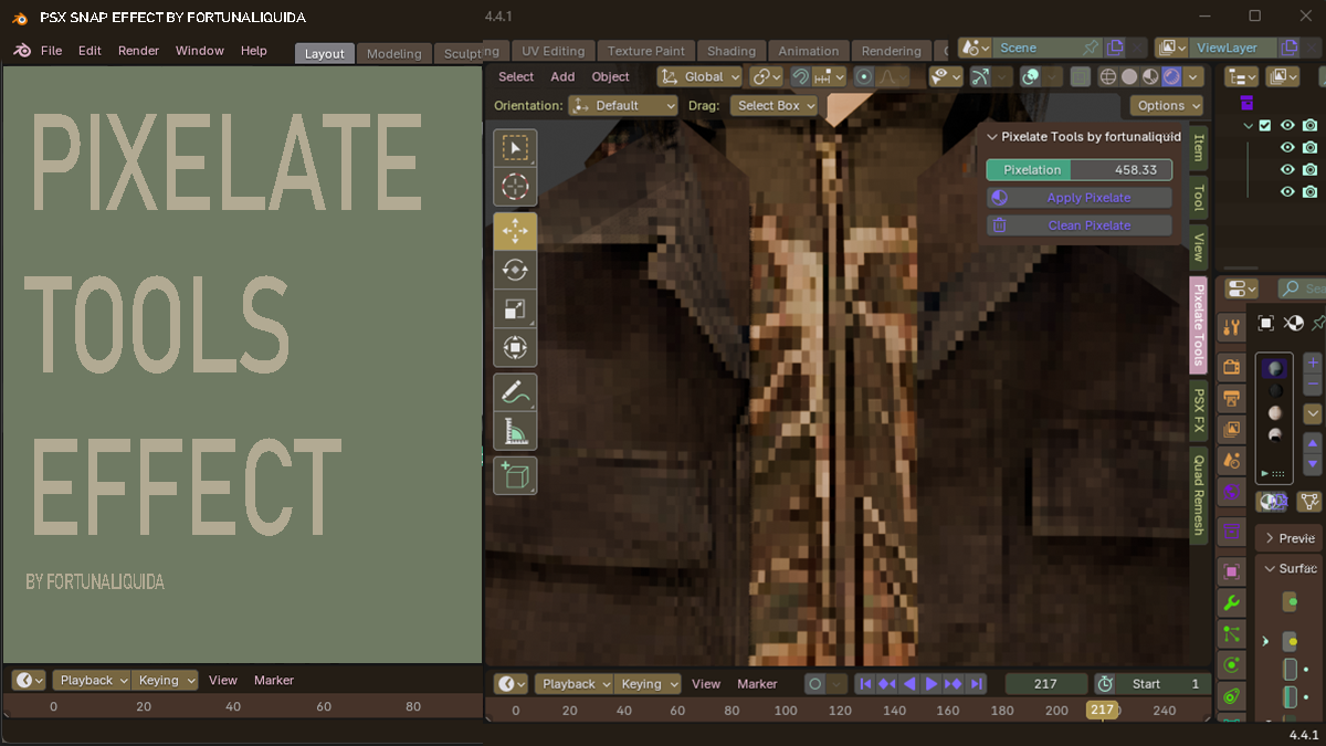 Pixelate Tools by fortunaliquida (Blender Addon)