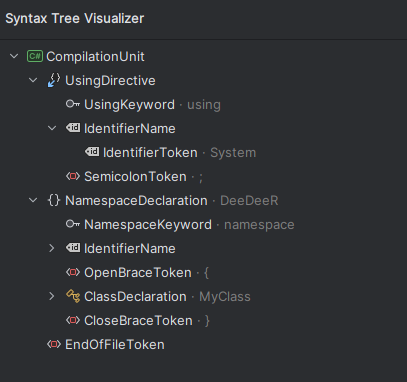 Syntax Tree Visualizer in JetBrains Rider 2025.1
