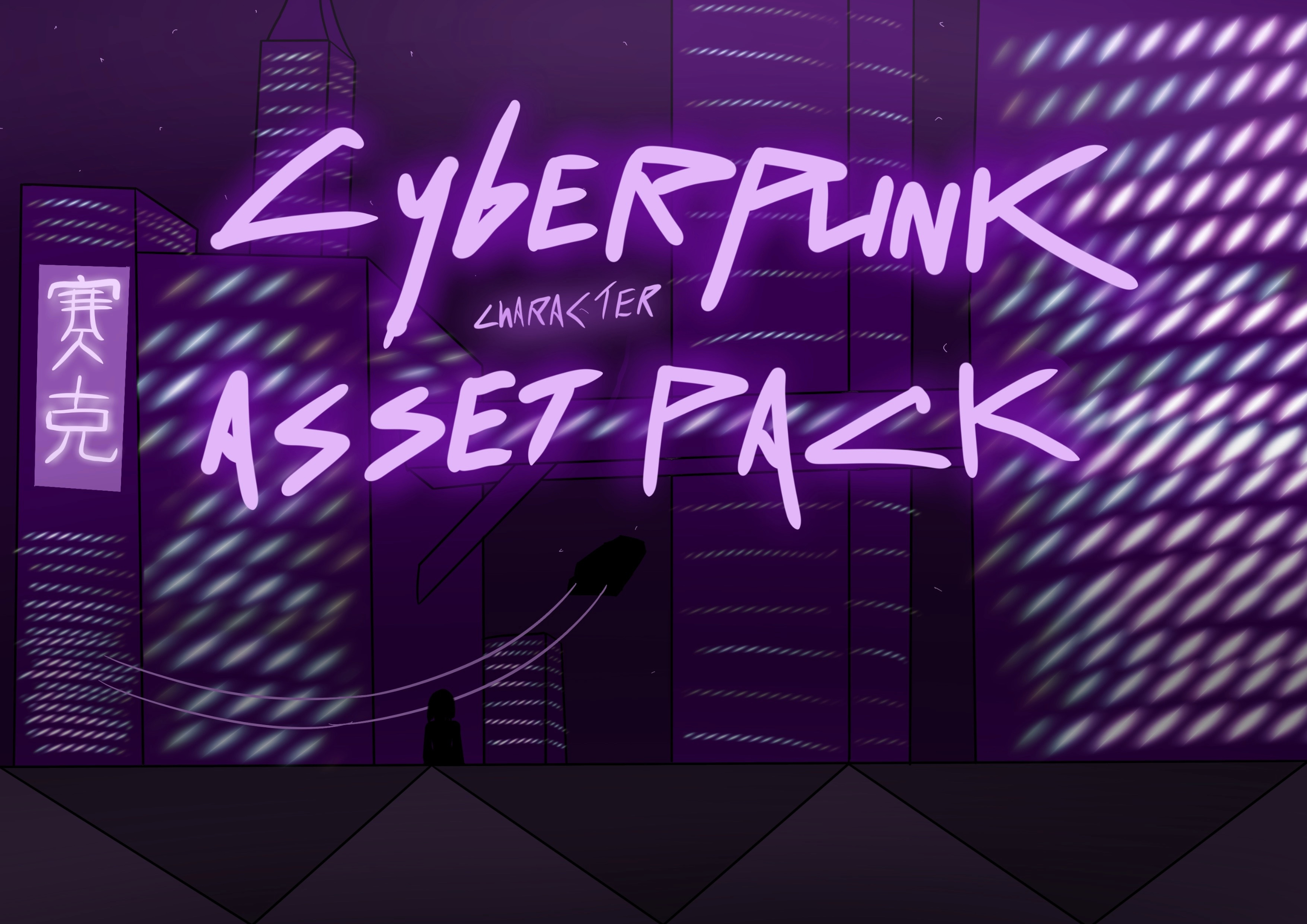 2D cyberpunk character asset pack animation