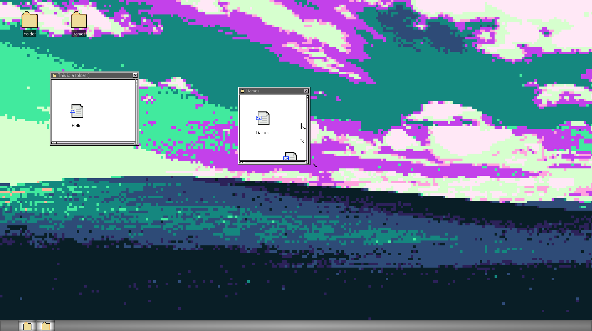 Partially drawn icons inside a tiny folder Partially drawn icons inside a tiny folder