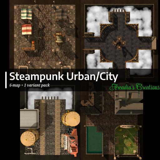 Steampunk Urban/City maps | 6 maps pack