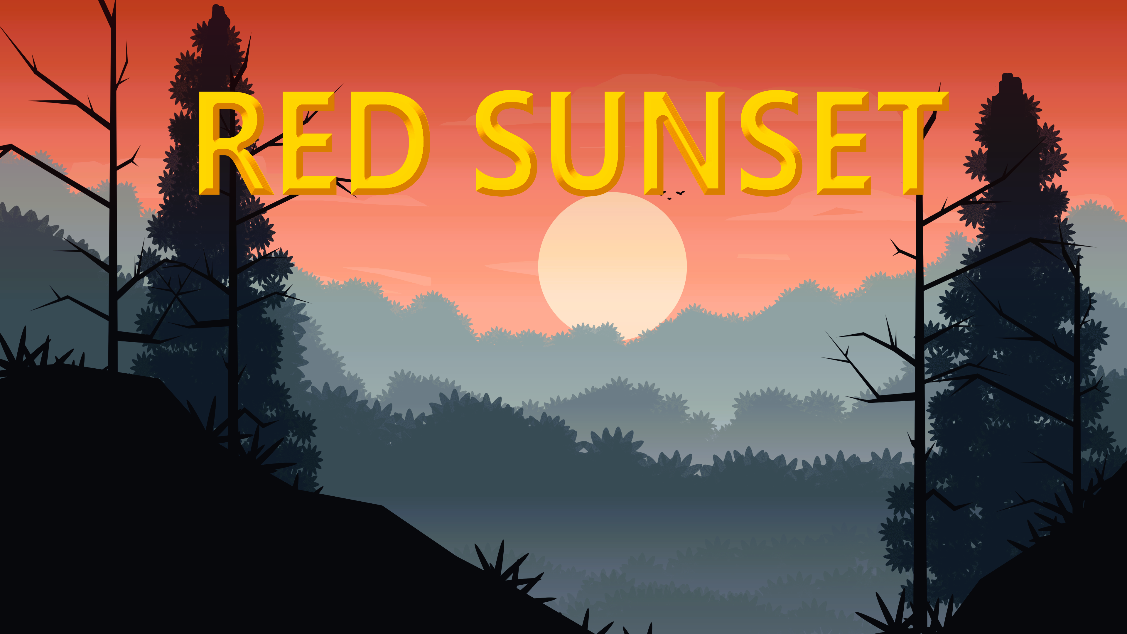 Red Sunset Background Illustration - Simplistic