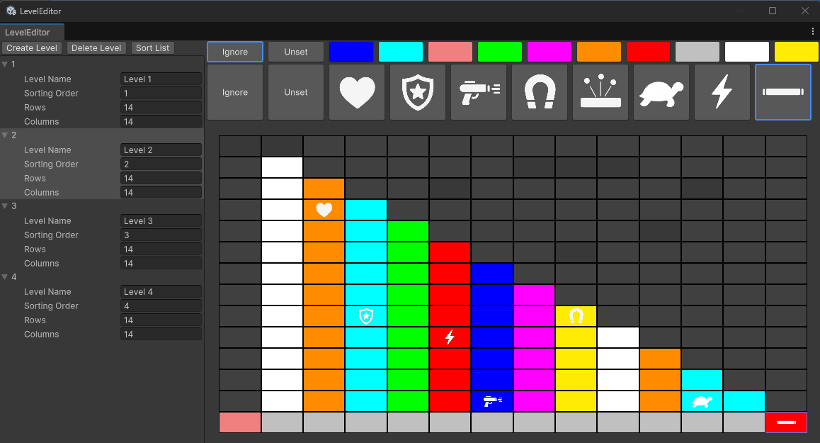 Level editor for the game BrickBreaker, written with Unity UIToolkit.