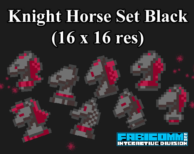 Knight Horse Chess Set Black