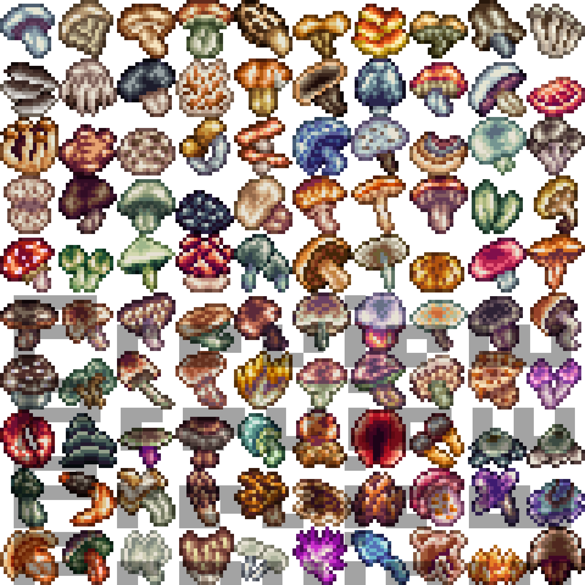 [16X16] 100 Mushrooms/Shrooms mini mega pack