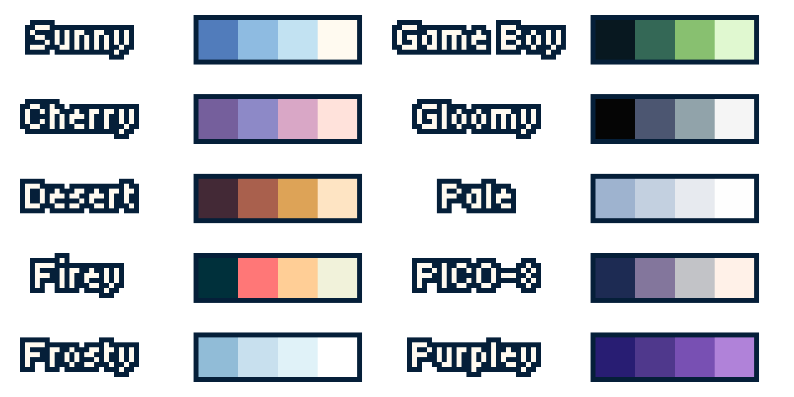 Selection of 10 color palettes.