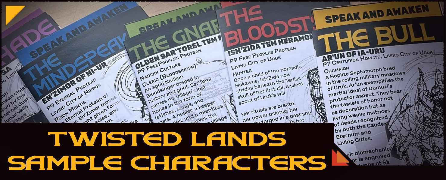 DC20 (0.9.5) + Twisted Lands Character Brochures Sheets