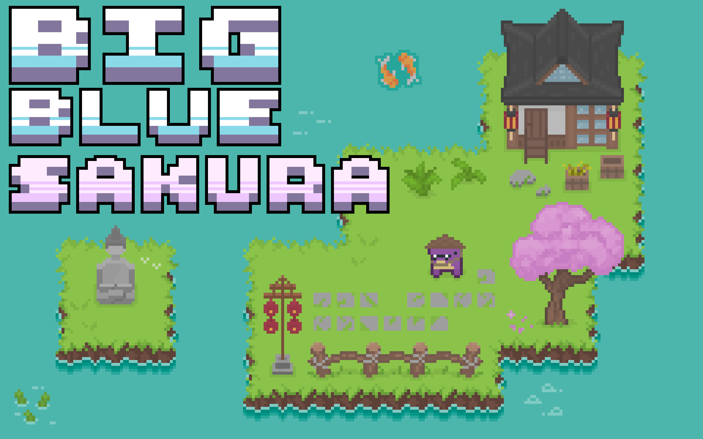 Big Blue Sakura - 16x16 Asset Pack top-down pixel art