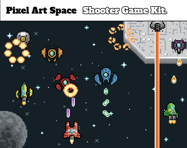 Retro Pixel Art Space Shooter Kit by Joyofgaming