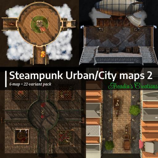 Steampunk Urban/City maps Vol.2 | 6 maps + 22 variants