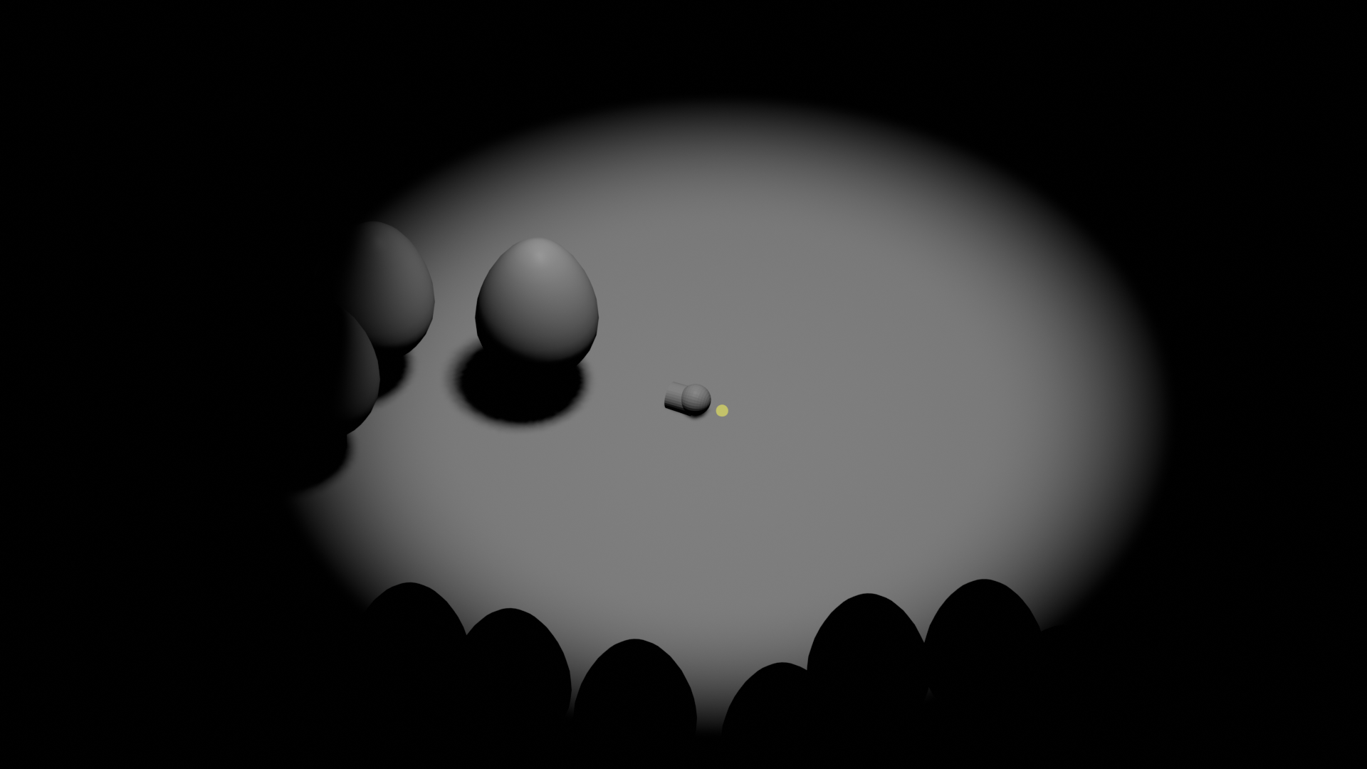Screencapture of a very poorly designed 3D dog in a forest