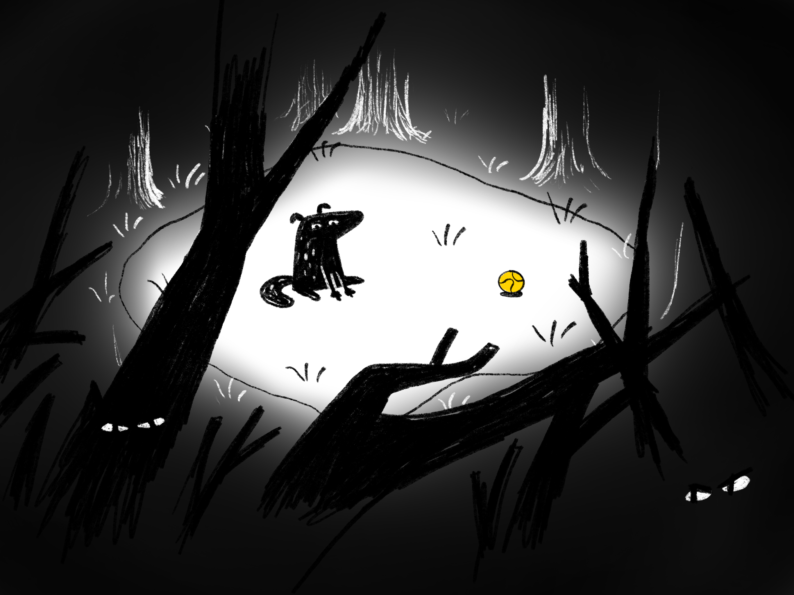 One of the earlier sketches of Doug in the forest