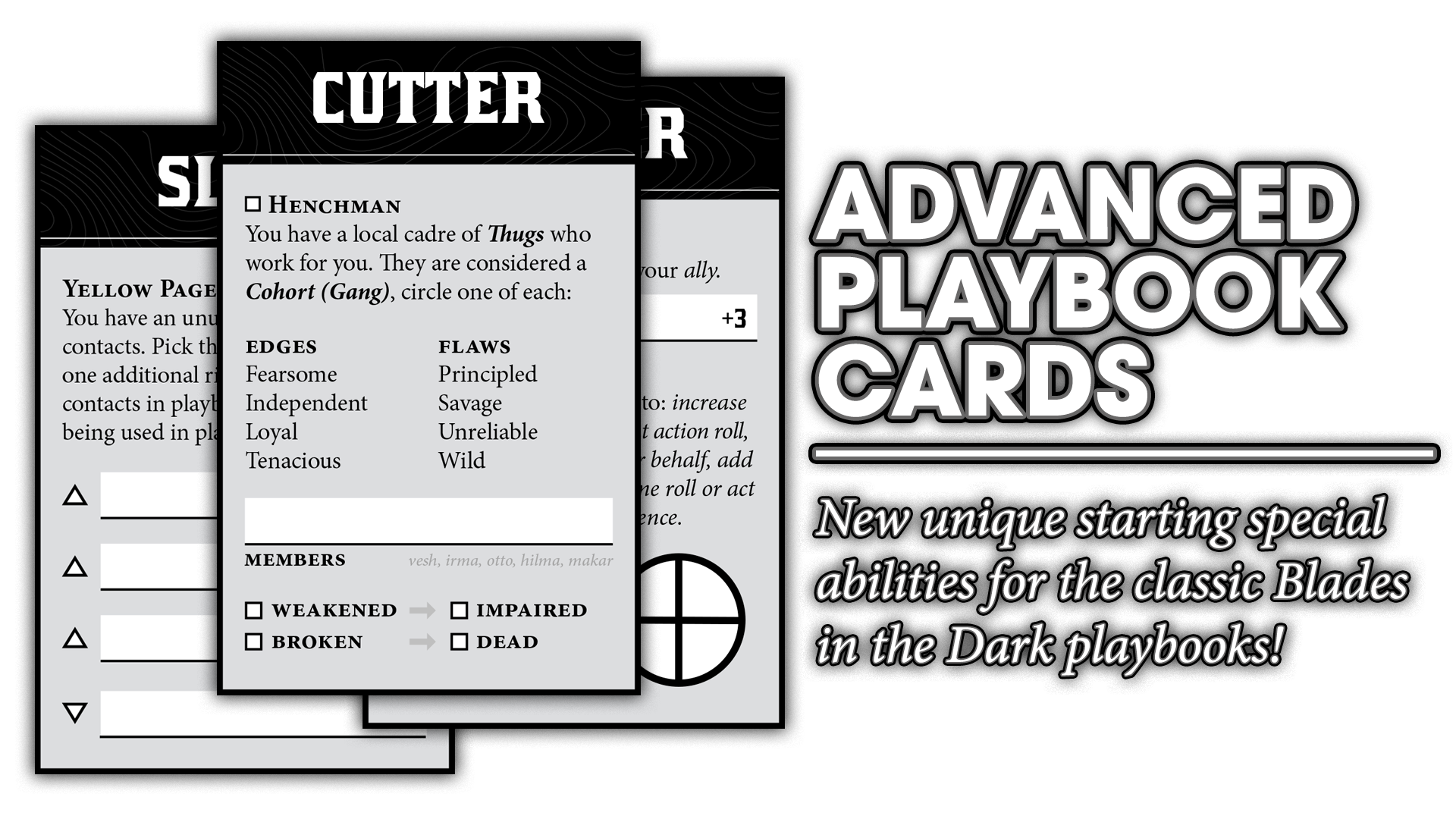 Advanced Blades in the Dark Playbook Cards