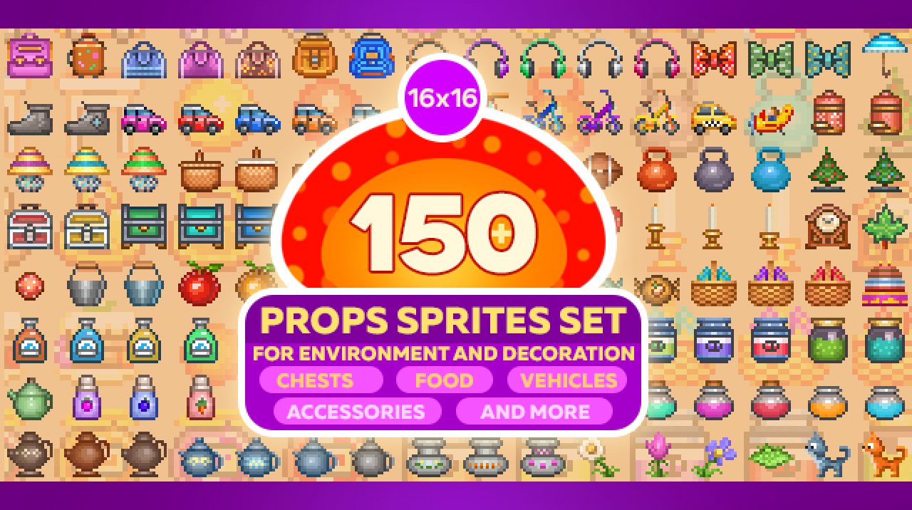 150+ PROPS ITEMS 16x16 (sideview)