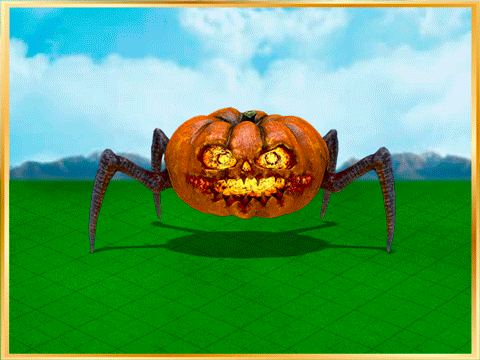 Animated Isometric Halloween Pumpkin Spider