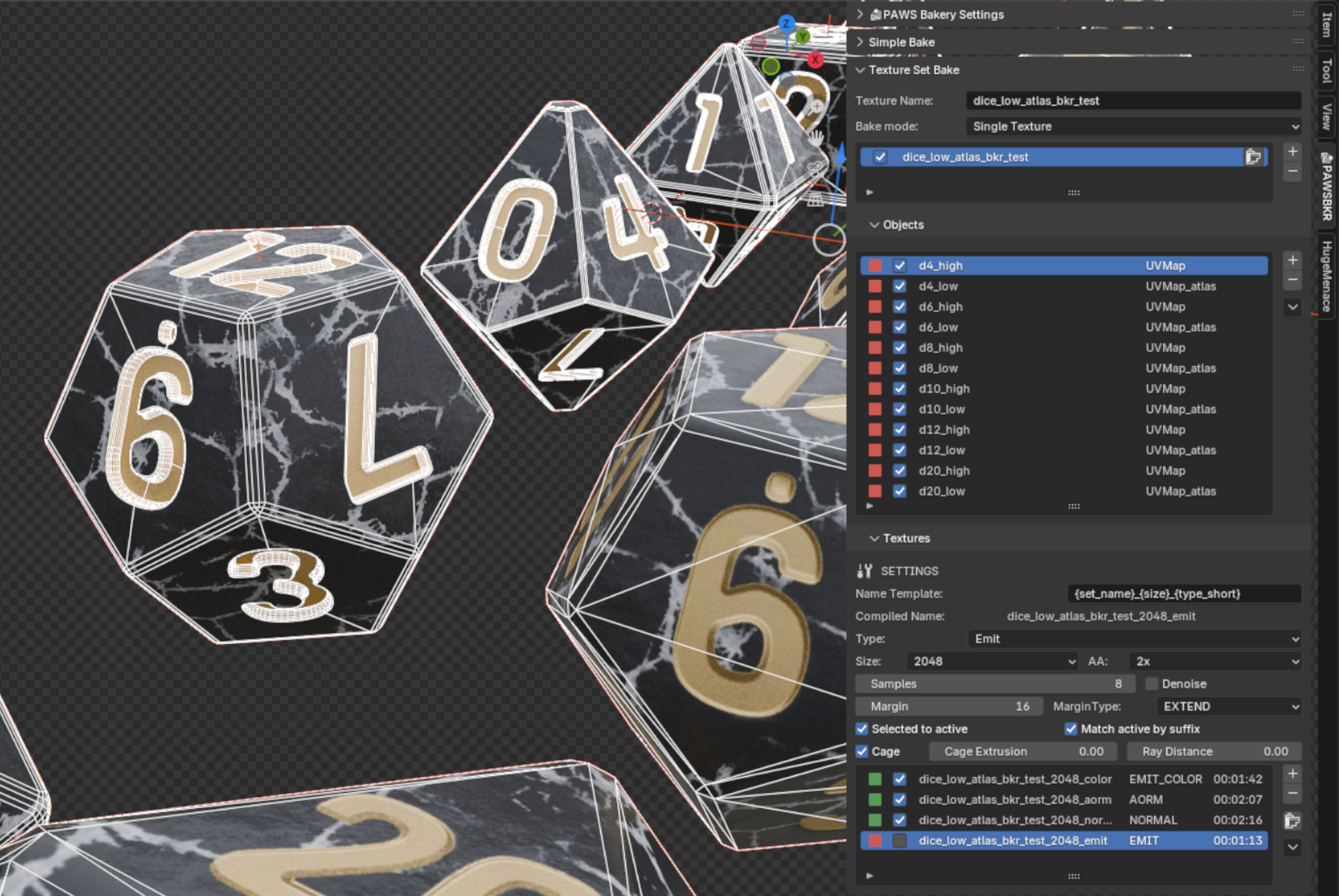 PAWS Bakery: Blender Texture Baking add-on